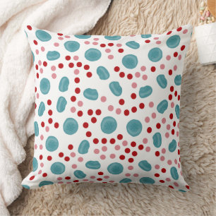 Blue Berry & Red Polka Dot Pattern Cushion