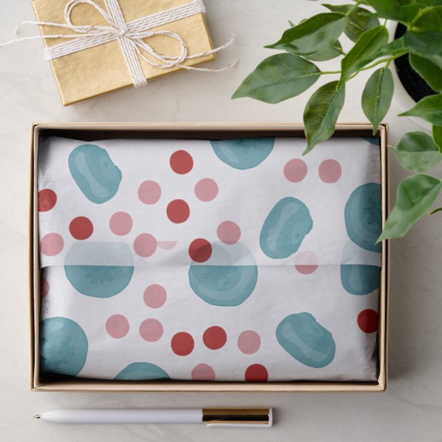 Blue Berry & Red Polka Dot Pattern Tissue Paper (Gift)