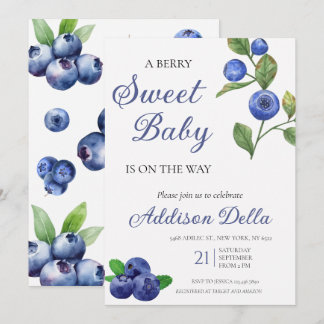 Blue Berry Sweet Baby Shower  Invitation