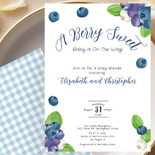 Blue Berry Sweet Boy Baby Shower Invitation