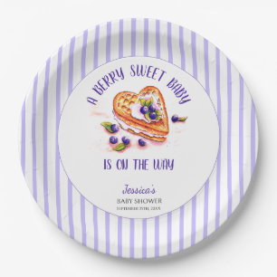 Blue Berry Sweet Fall Baby Shower Paper Plate