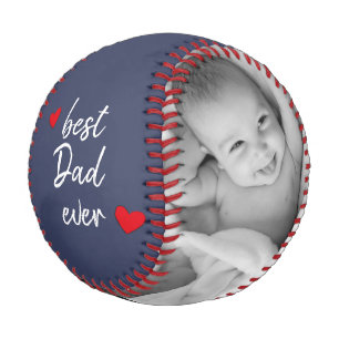Blue Best Dad Ever 2 Photo  Custom  Baseball