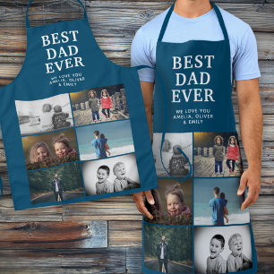 Blue Best Dad Ever Custom 6 Photo Collage Apron