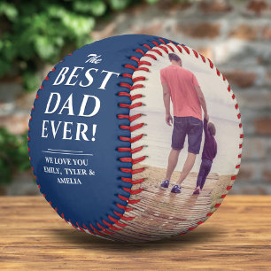 Blue Best Dad Ever Father`s Day 2 Photo Collage Baseball