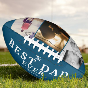 Blue Best Dad Ever Father`s Day 3 Photo Collage American Football