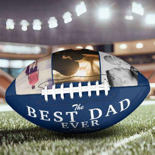 Blue Best Dad Ever Father`s Day 3 Photo Collage American Football