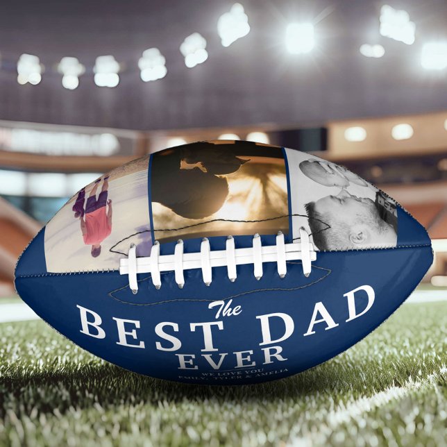Blue Best Dad Ever Father`s Day 3 Photo Collage American Football (Creator Uploaded)