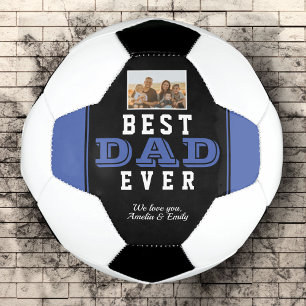 Blue Best Dad Ever Father Typography Photo Football