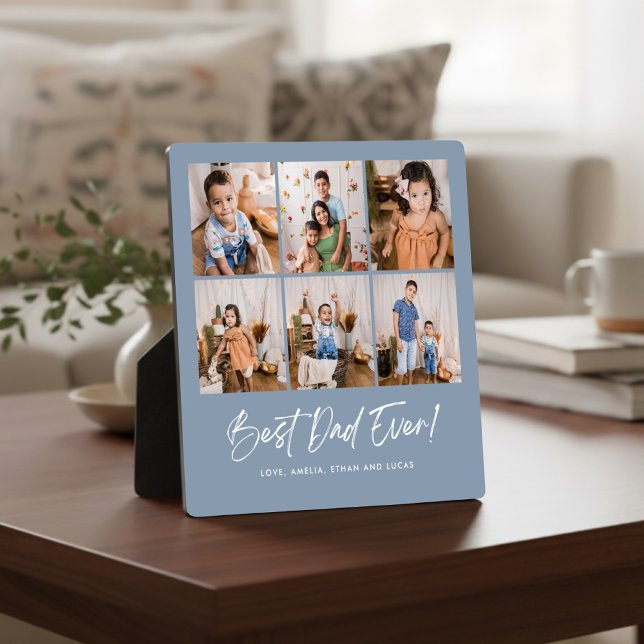 Blue Best Dad Ever Six Photo Plaque (Creator Uploaded)