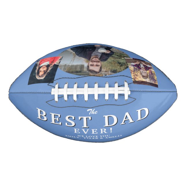 Blue Best Dad Father 3 Photo Collage American Football (Front)