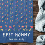 Blue Best Mum Flower Pattern Drawing Mother`s Day Tea Towel<br><div class="desc">Cute Blue Best Mum Flower Pattern Drawing Mother`s Day kitchen towel. Hand-drawn flower pattern in beautiful summer colours on a navy blue background. Create your own personal gift for a mother on Mother`s Day,  birthday or Christmas and add your name.</div>