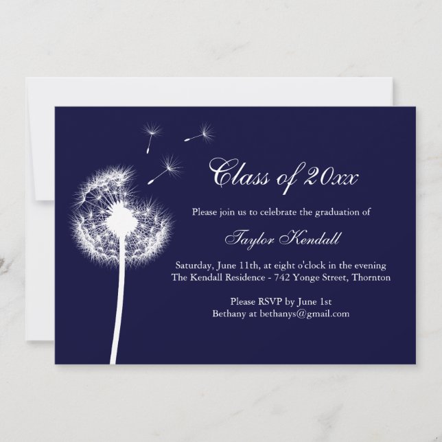 Blue Best Wishes Graduation Invitation (Front)