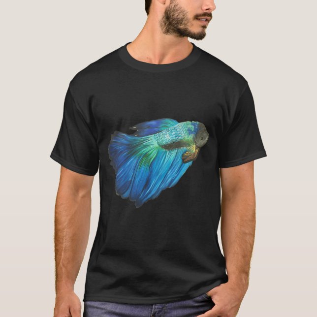 Blue Beta fish drawing T-Shirt (Front)