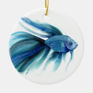 Blue Betta Fish Ceramic Tree Decoration