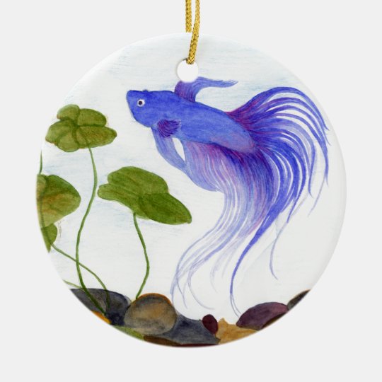 Blue Betta Fish Christmas Ornament Zazzle.co.uk