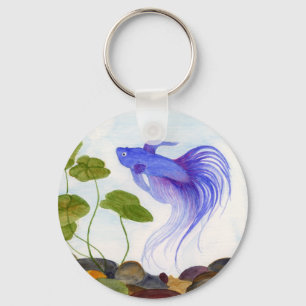 Blue Betta Fish Keychain