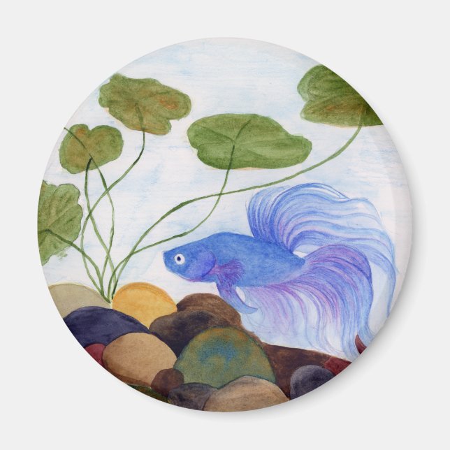 Blue Betta Fish Magnet (Front)