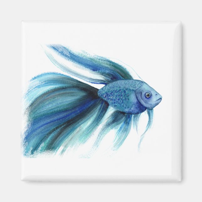 Blue Betta Fish Magnet (Front)