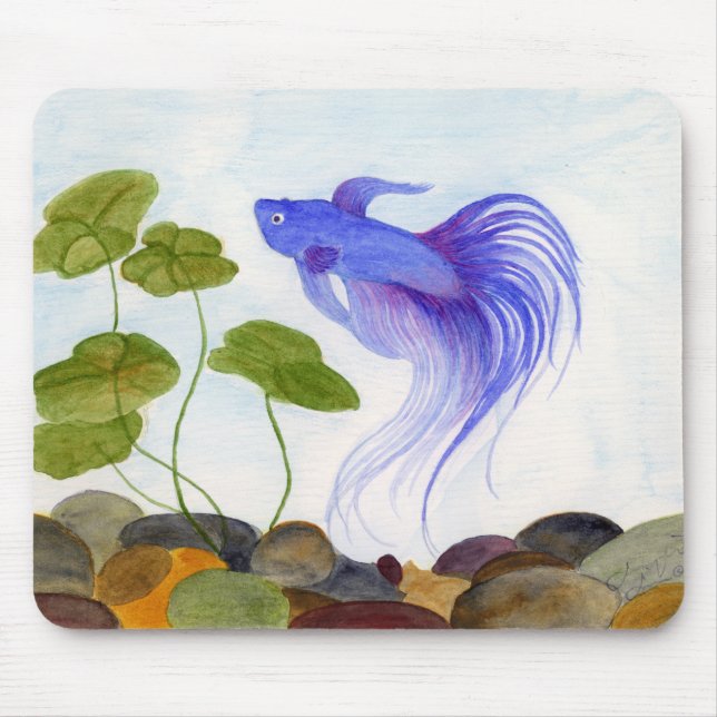 Blue Betta Fish Mouse Mat (Front)