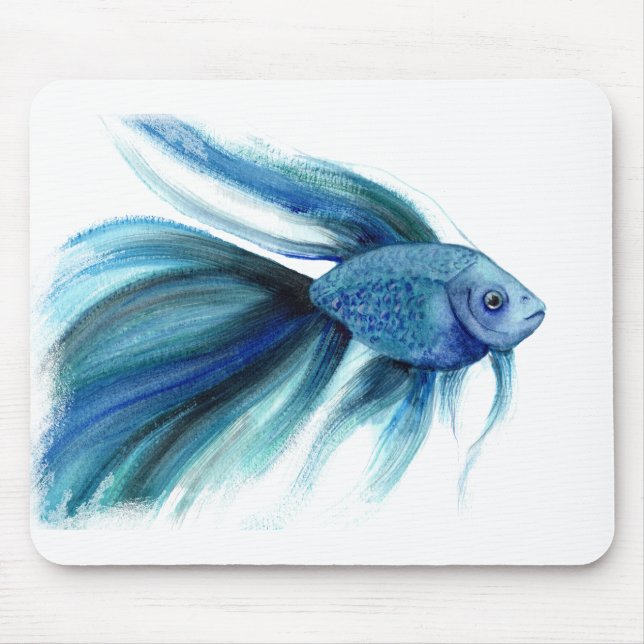 Blue Betta Fish Mouse Mat (Front)