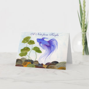 Blue Betta Fish Note Card