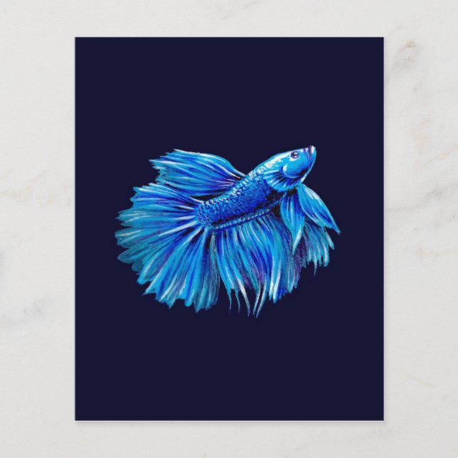 Blue Betta Fish on Navy |Aquarium Lover Flyer (Front)