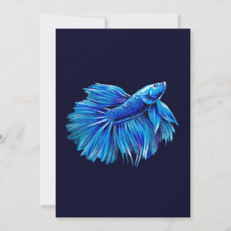 Blue Betta Fish on Navy |Aquarium Lover Holiday Card