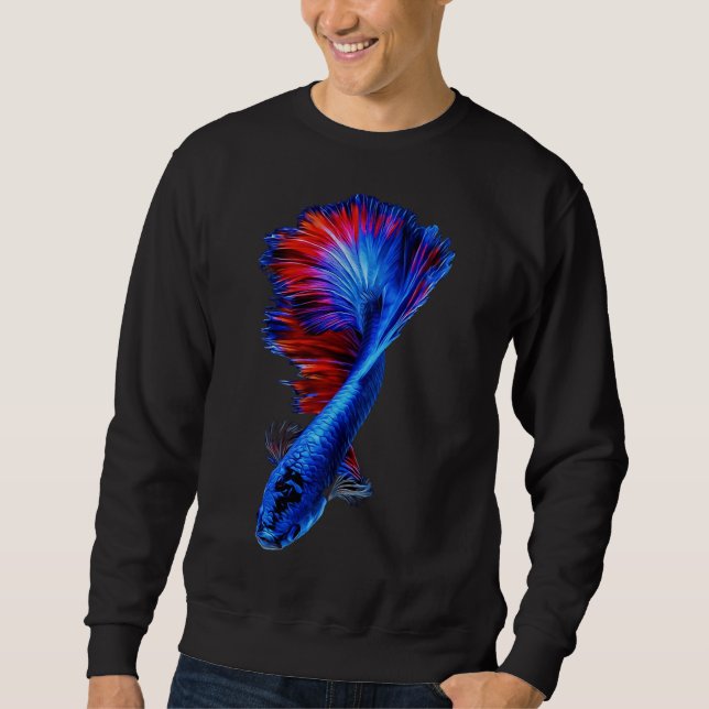 Blue Betta Fish Siamese Sweatshirt (Front)