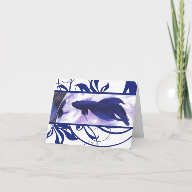 Blue Betta Fish Thank You Card (Front)