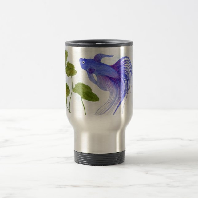 Blue Betta Fish Travel Mug (Center)