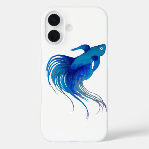 Blue Betta Fish Watercolor iPhone 16 Case