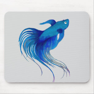 Blue Betta Watercolor Mouse Mat