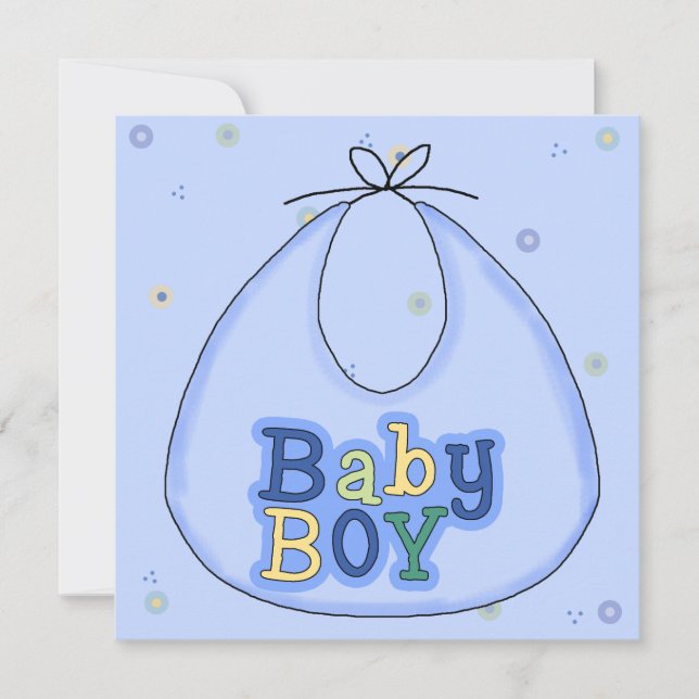 Blue Bib Baby Boy Shower Invitation (Front)