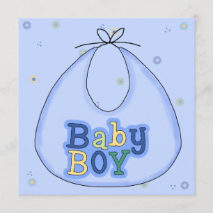 Blue Bib Baby Boy Shower Invitation