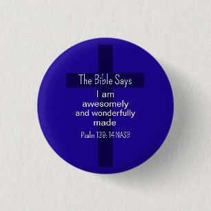 Blue Bible Affirmation Encouragement Christian 3 Cm Round Badge