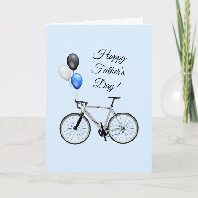 Blue Bicycle and balloons Father's Day Card (Front)