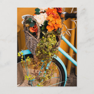 Blue Bicycle Basket Postcard