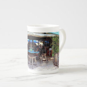 Blue Bicycle Bone China Mug