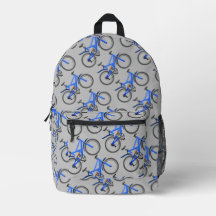 Blue Bicycle Pattern Printed Backpack