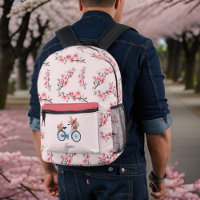 Blue Bicycle Pink  Sakura Cherry Blossoms Monogram