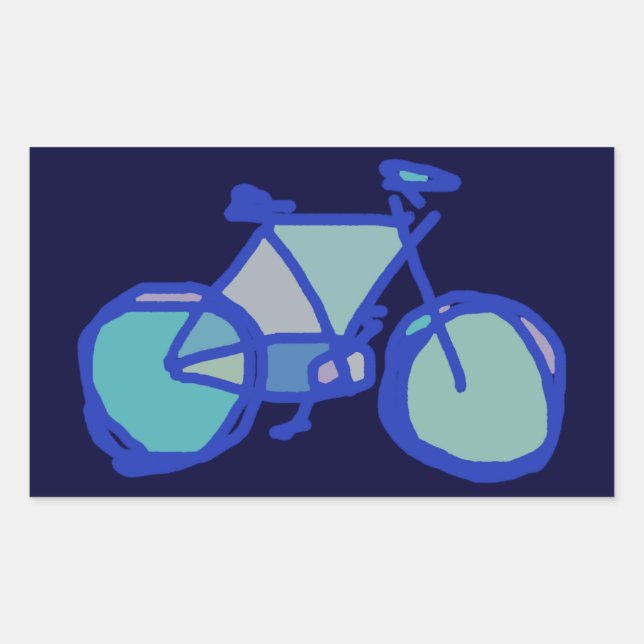 blue bicycle rectangular sticker (Front)