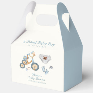 Blue Bicycle Teddy Bear Toys Boy Baby Shower  Favour Box
