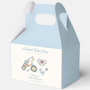 Blue Bicycle Teddy Bear Toys Nursery Baby Shower  Favour Box