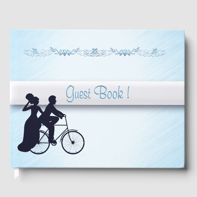 Blue Bicycle Wedding Guest Book (Front)