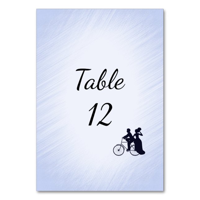 Blue Bicycle Wedding Table Number (Front)