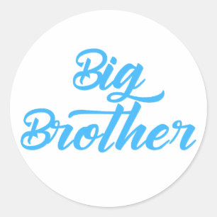 Blue Big Brother sibling Typography Classic Round Sticker