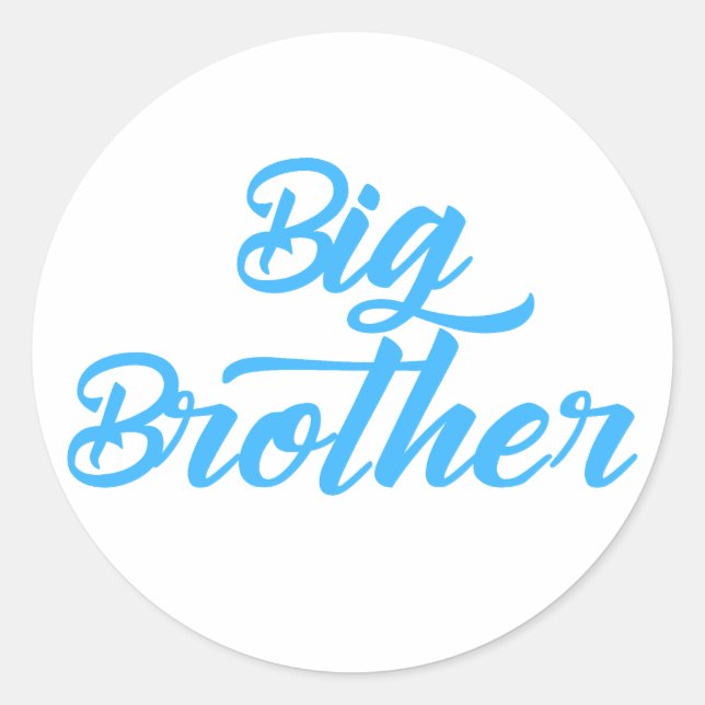 Blue Big Brother sibling Typography Classic Round Sticker (Front)