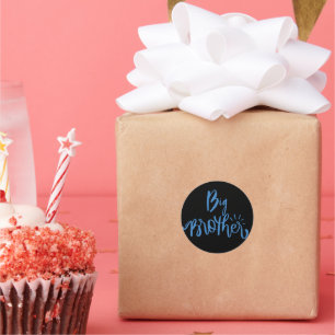 Blue Big Brother sibling Typography Wrapping Paper Classic Round Sticker