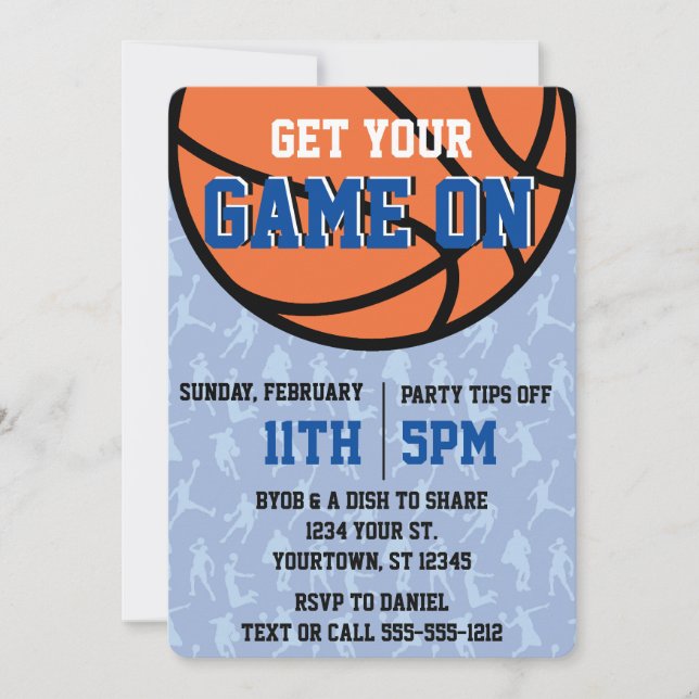 Blue Big Game College Basketball Watch Party Invitation (Front)
