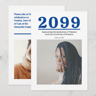 Blue Big Numbers Two-Photo Graduation